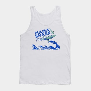 Blue mama shark Tank Top